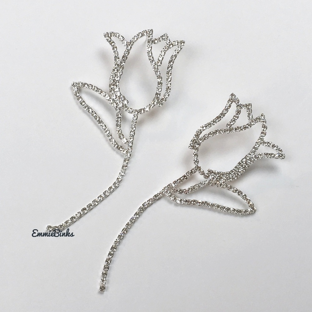 New For Love and Lemons Rhinestone Tulip Statement Earrings - Picture 4 of 11